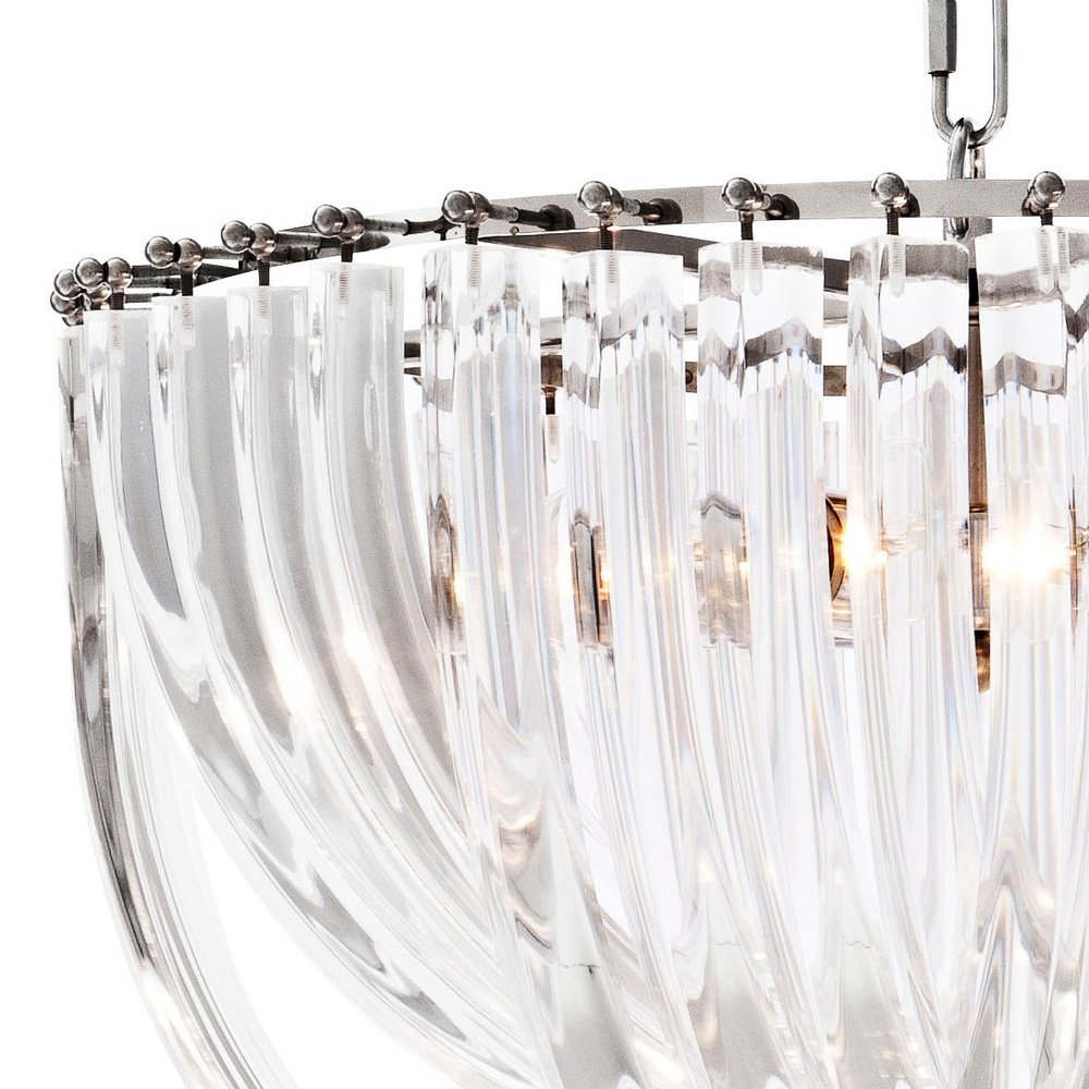 Murano Round Chandelier - Nickel Finish
