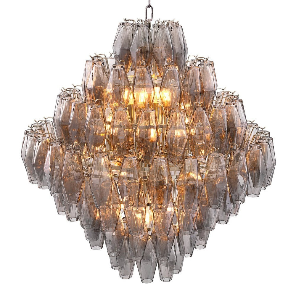 Benini Large Chandelier - Nickel & Smoke Glass