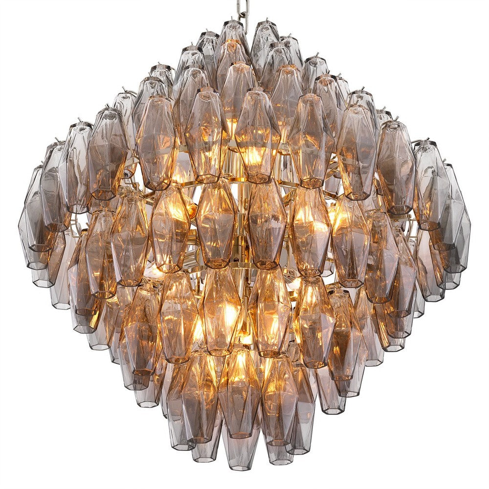 Benini Large Chandelier - Nickel & Smoke Glass