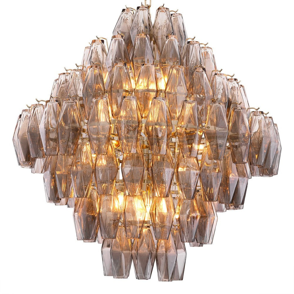 Benini Large Chandelier - Nickel & Smoke Glass