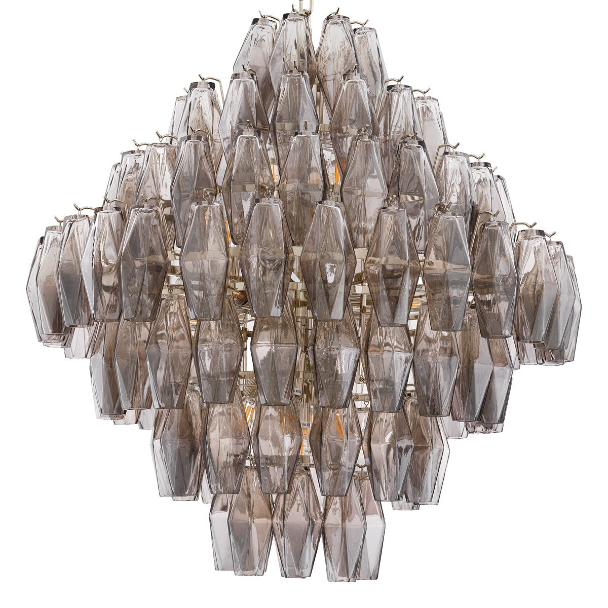 Benini Large Chandelier - Nickel & Smoke Glass