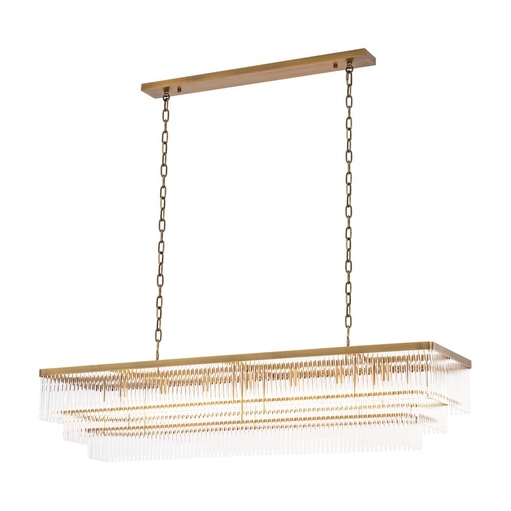 East Rectangular Chandelier - Antique Brass