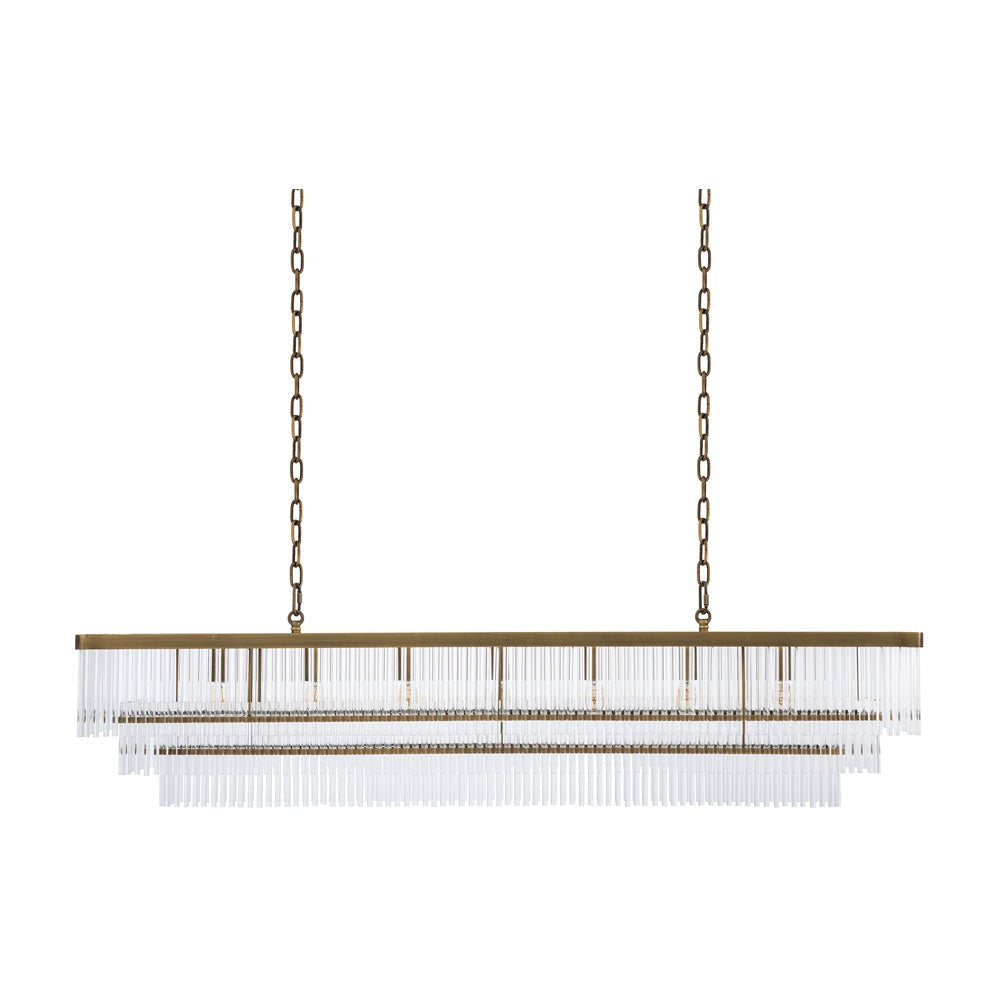 East Rectangular Chandelier - Antique Brass