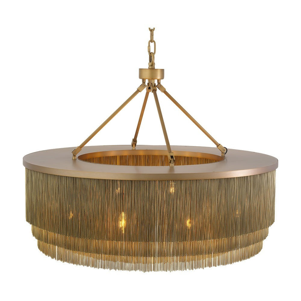 Large Tissot Round Chandelier - Antique Brass