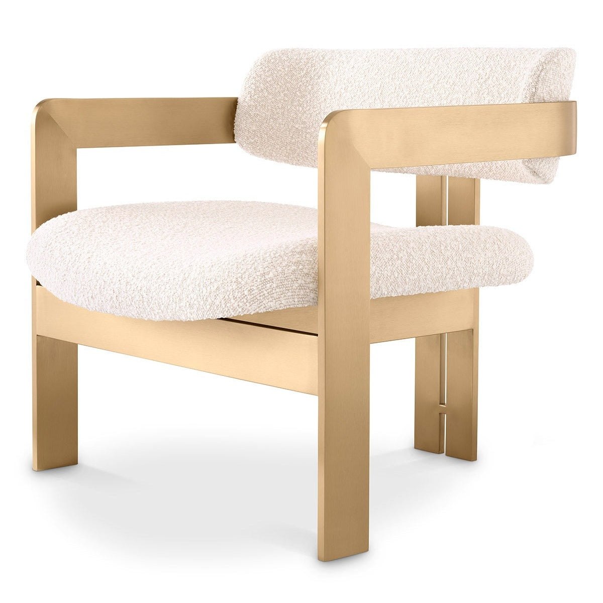 Donato Chair - Brushed Brass Finish & Bouclé Cream