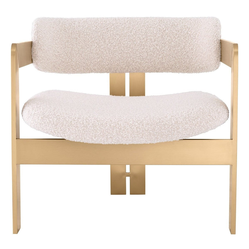 Donato Chair - Brushed Brass Finish & Bouclé Cream