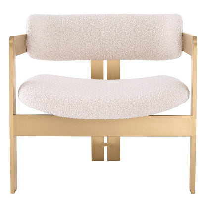 Donato Chair - Brushed Brass Finish & Bouclé Cream