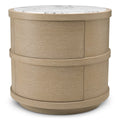 Cabana Round Bedside Table - Washed Oak Veneer