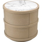 Cabana Round Bedside Table - Washed Oak Veneer