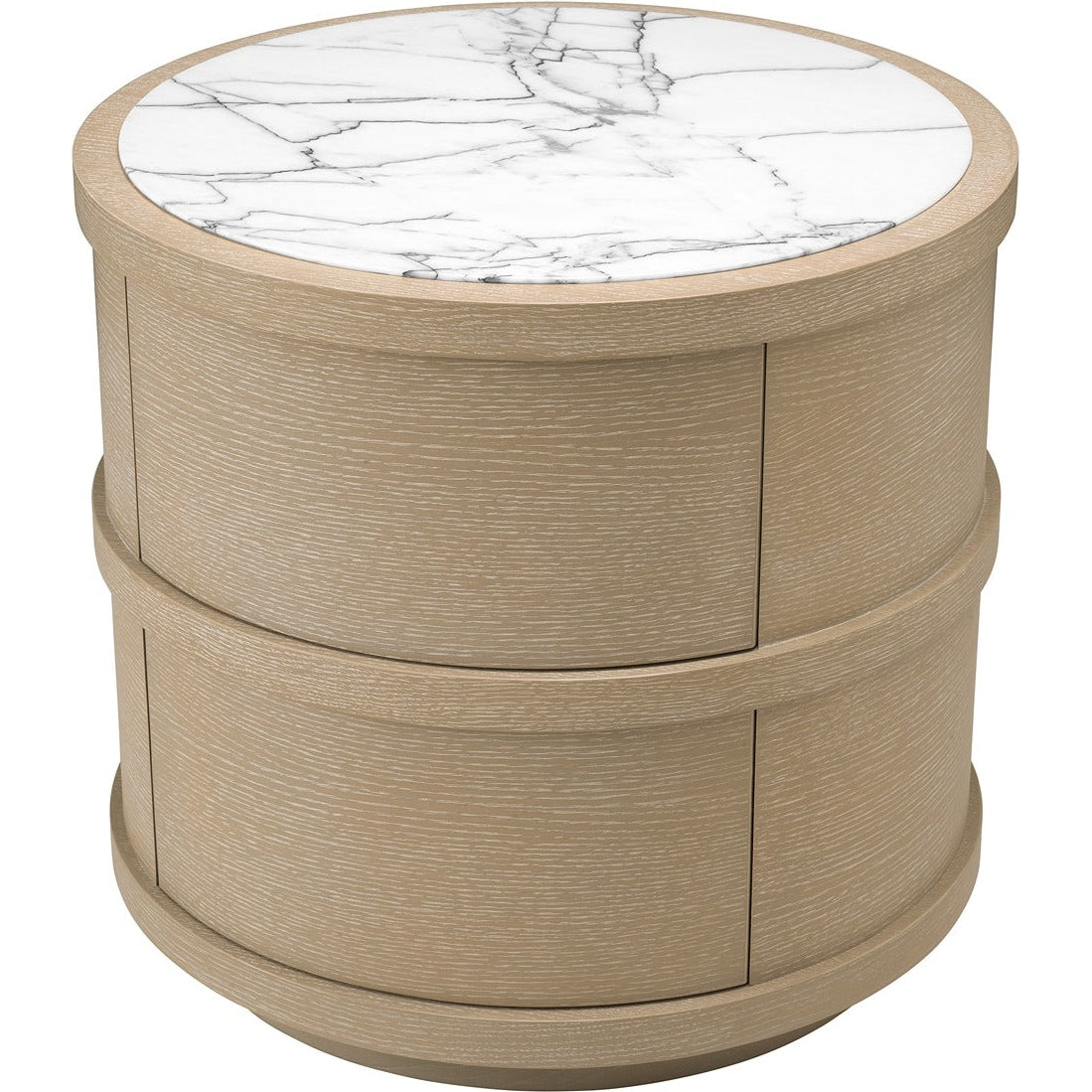 Cabana Round Bedside Table - Washed Oak Veneer