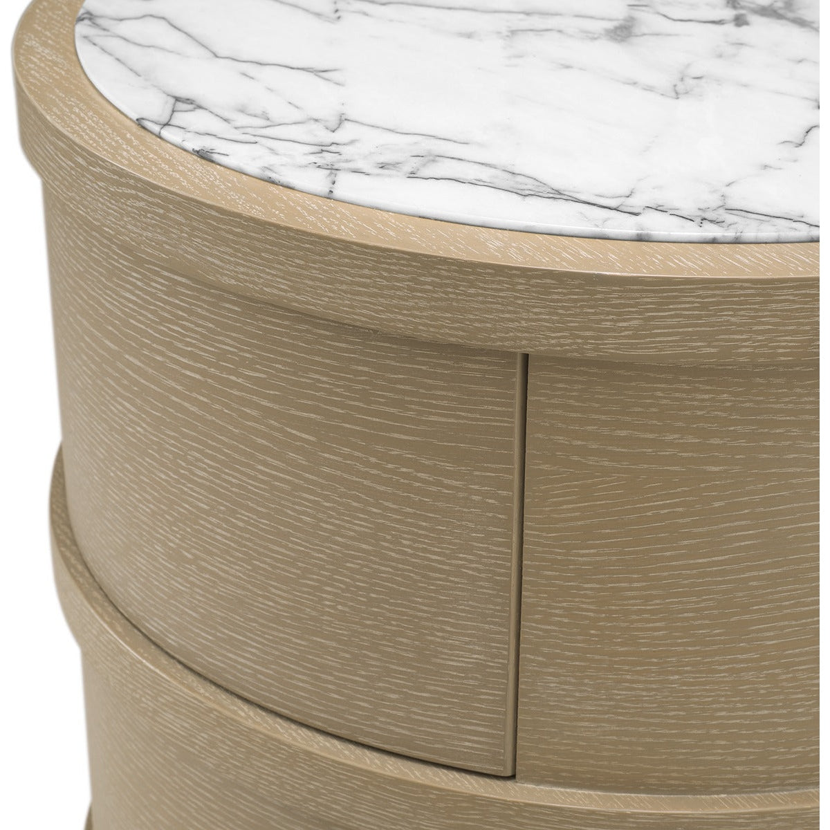 Cabana Round Bedside Table - Washed Oak Veneer