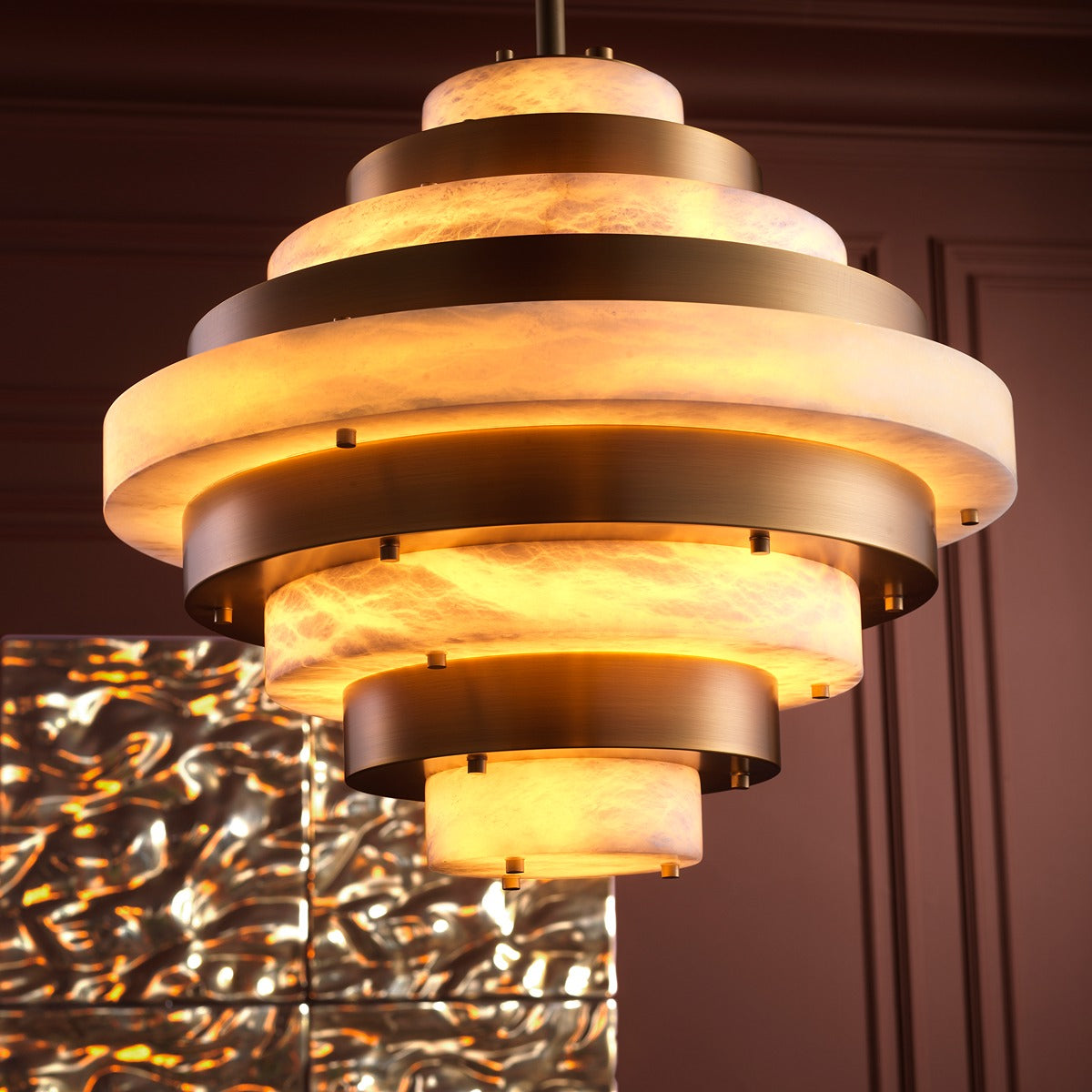 Lazzari Chandelier - Antique Brass & Alabaster