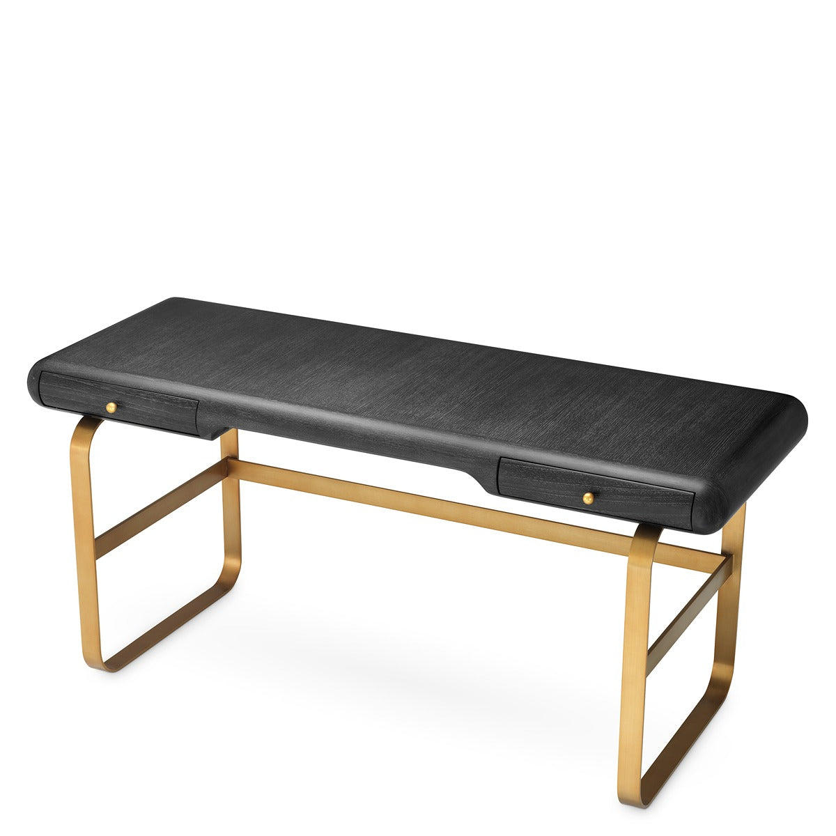 Nathaniel Desk - Charcoal Grey Oak Veneer & Brushed Brass