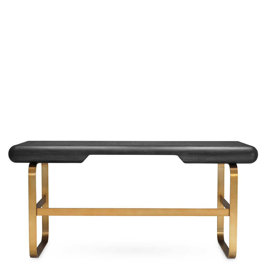 Nathaniel Desk - Charcoal Grey Oak Veneer & Brushed Brass