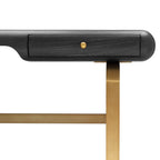 Nathaniel Desk - Charcoal Grey Oak Veneer & Brushed Brass