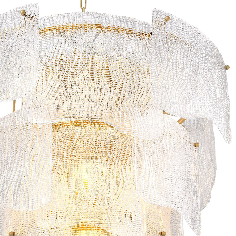 Asinara Large Chandelier - Clear Textured Glass