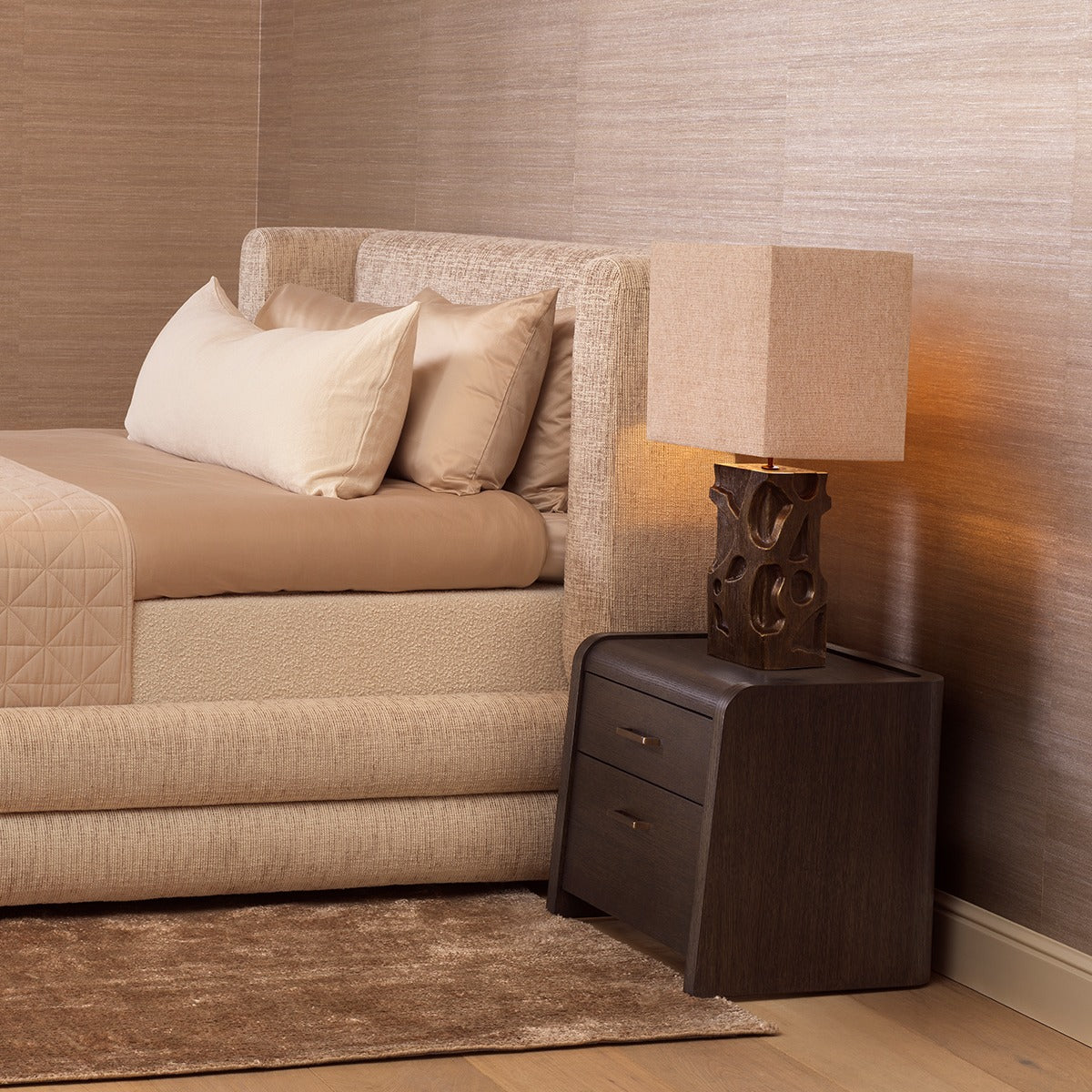 Joane Bedside Table - Mocha Oak Veneer