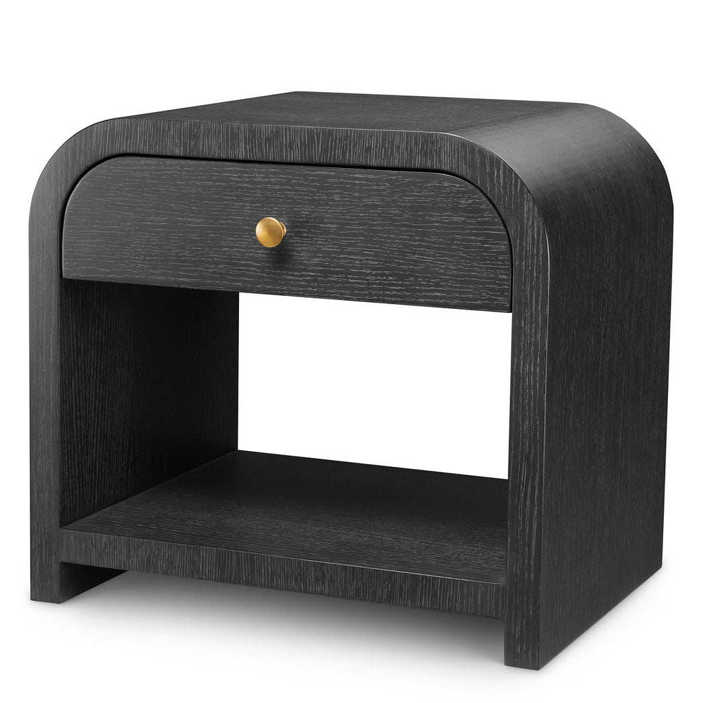 Rhodes Bedside Table - Charcoal Grey Oak Veneer