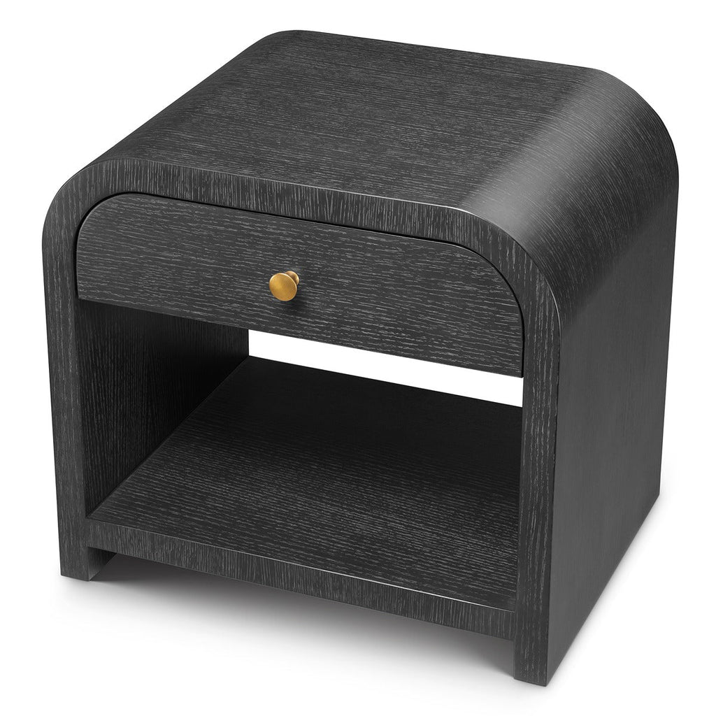 Rhodes Bedside Table - Charcoal Grey Oak Veneer