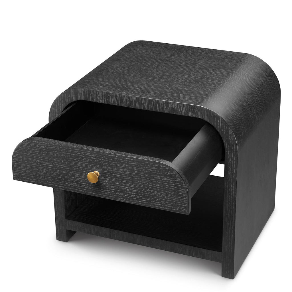 Rhodes Bedside Table - Charcoal Grey Oak Veneer