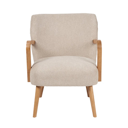 Solarno Teddy Fabric & Rubber Wood Occasional Chair - Taupe
