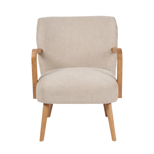 Solarno Teddy Fabric & Rubber Wood Occasional Chair - Taupe