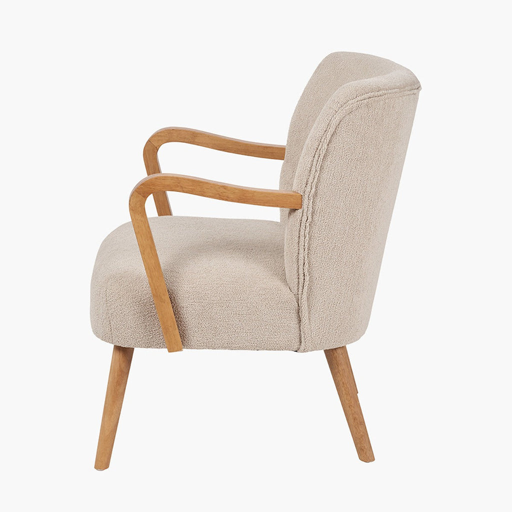 Solarno Teddy Fabric & Rubber Wood Occasional Chair - Taupe