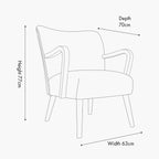 Solarno Teddy Fabric & Rubber Wood Occasional Chair - Taupe