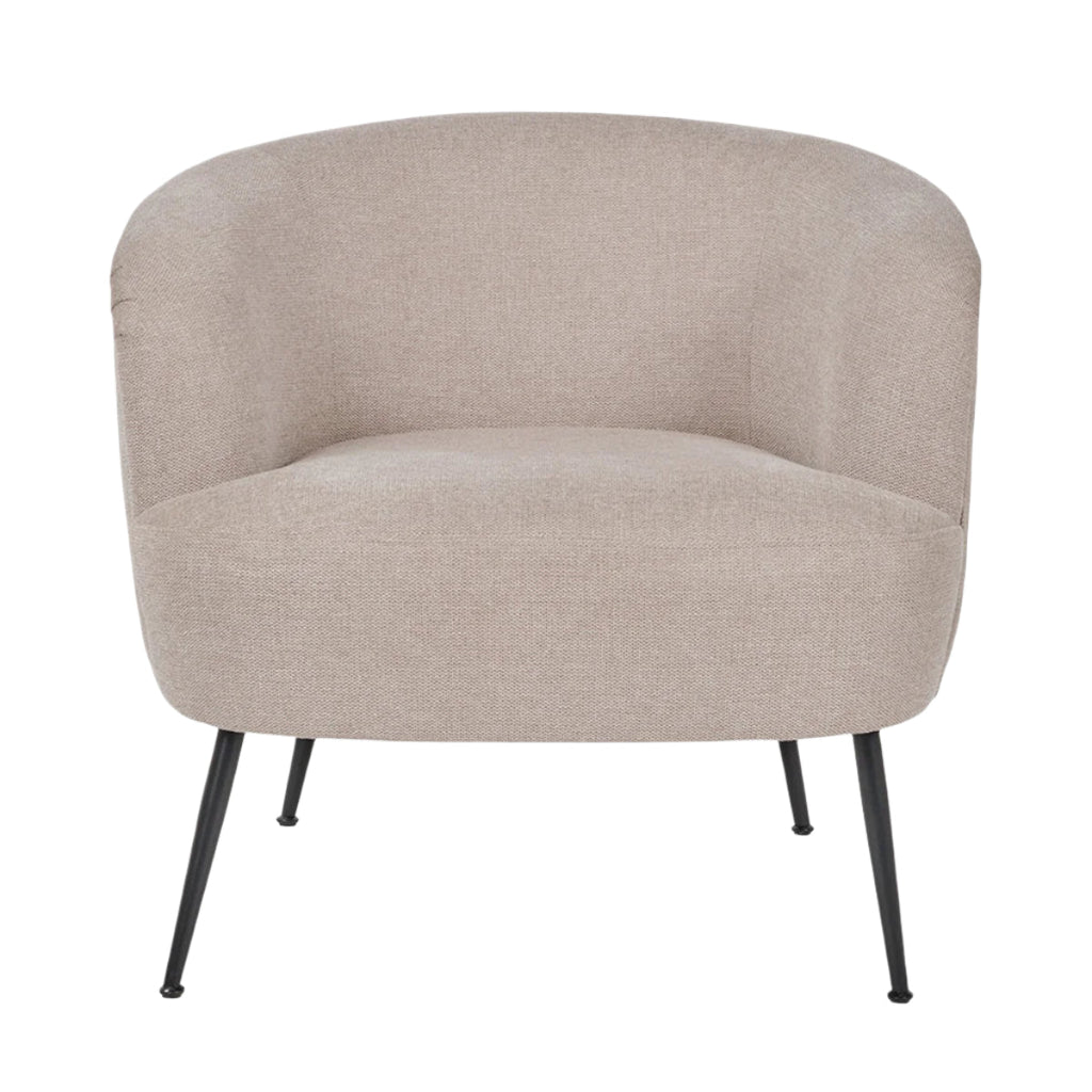 Avona Tub Chair - Natural Chenille & Black Metal