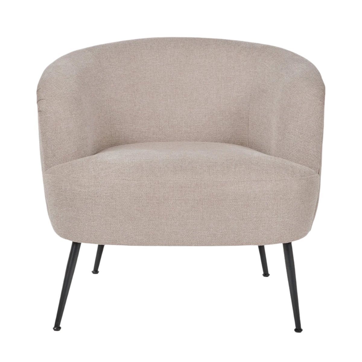 Avona Tub Chair - Natural Chenille & Black Metal