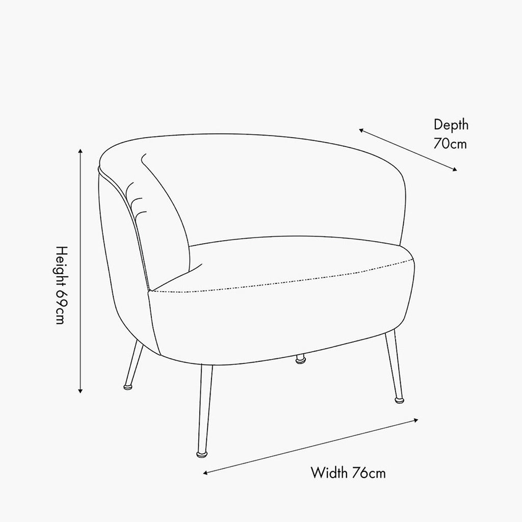 Avona Tub Chair - Natural Chenille & Black Metal