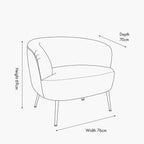 Avona Tub Chair - Natural Chenille & Black Metal