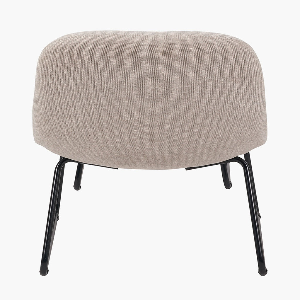 Chora Lounge Chair & Footstool - Natural Chenille & Black Metal