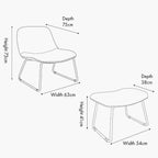 Chora Lounge Chair & Footstool - Natural Chenille & Black Metal