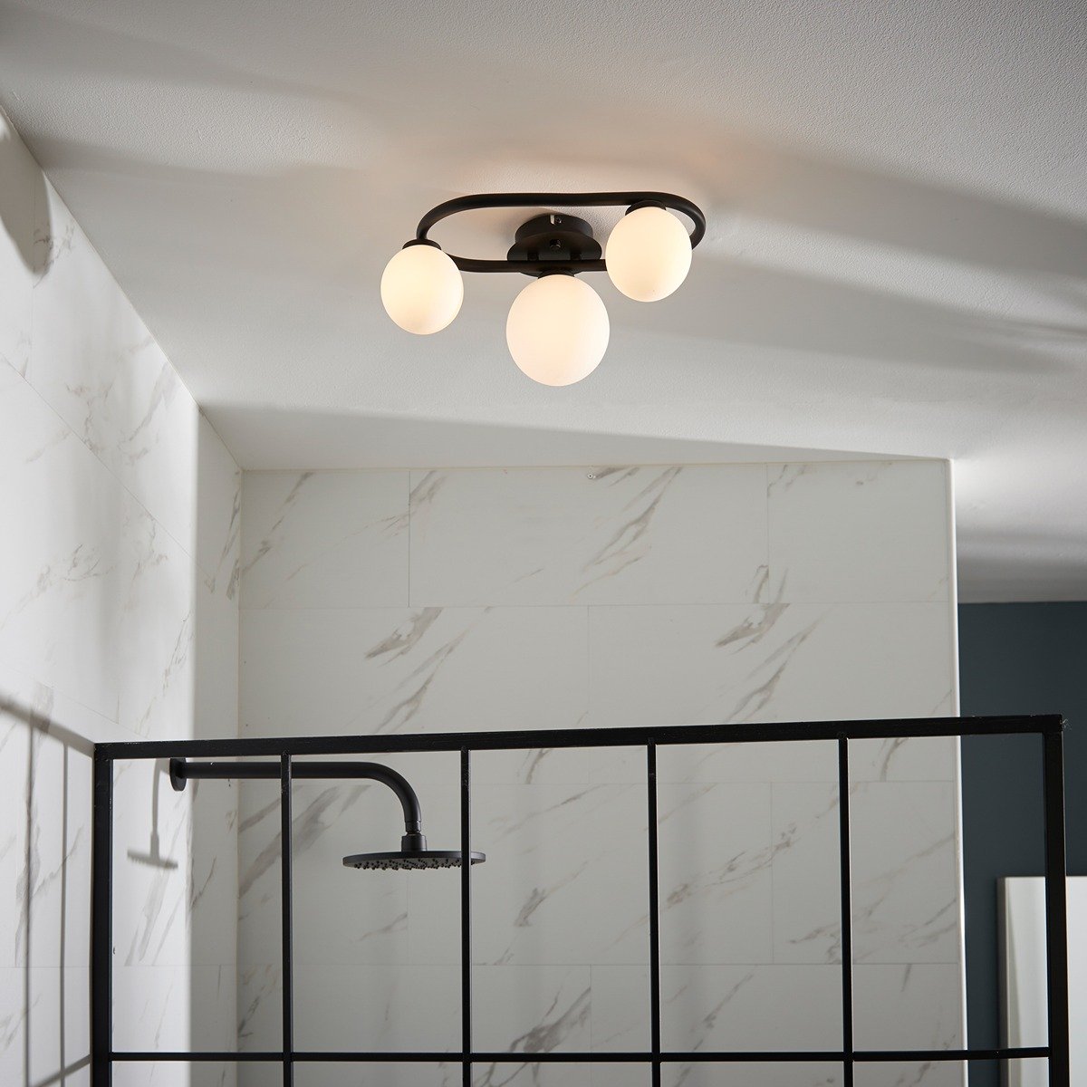 Pulsa 3 Bathroom Ring Ceiling Light - Black 175x359x252mm