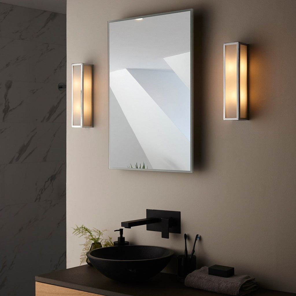 Newham Bathroom Frosted Wall Light - Chrome