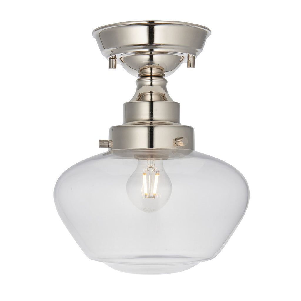 Chelsey 1 Light Ceiling Light - Bright Nickel & Clear Glass