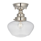 Chelsey 1 Light Ceiling Light - Bright Nickel & Clear Glass