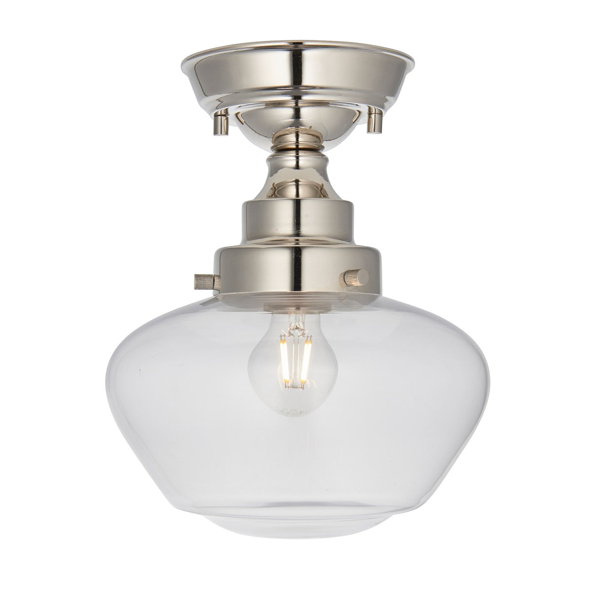 Chelsey 1 Light Ceiling Light - Bright Nickel & Clear Glass