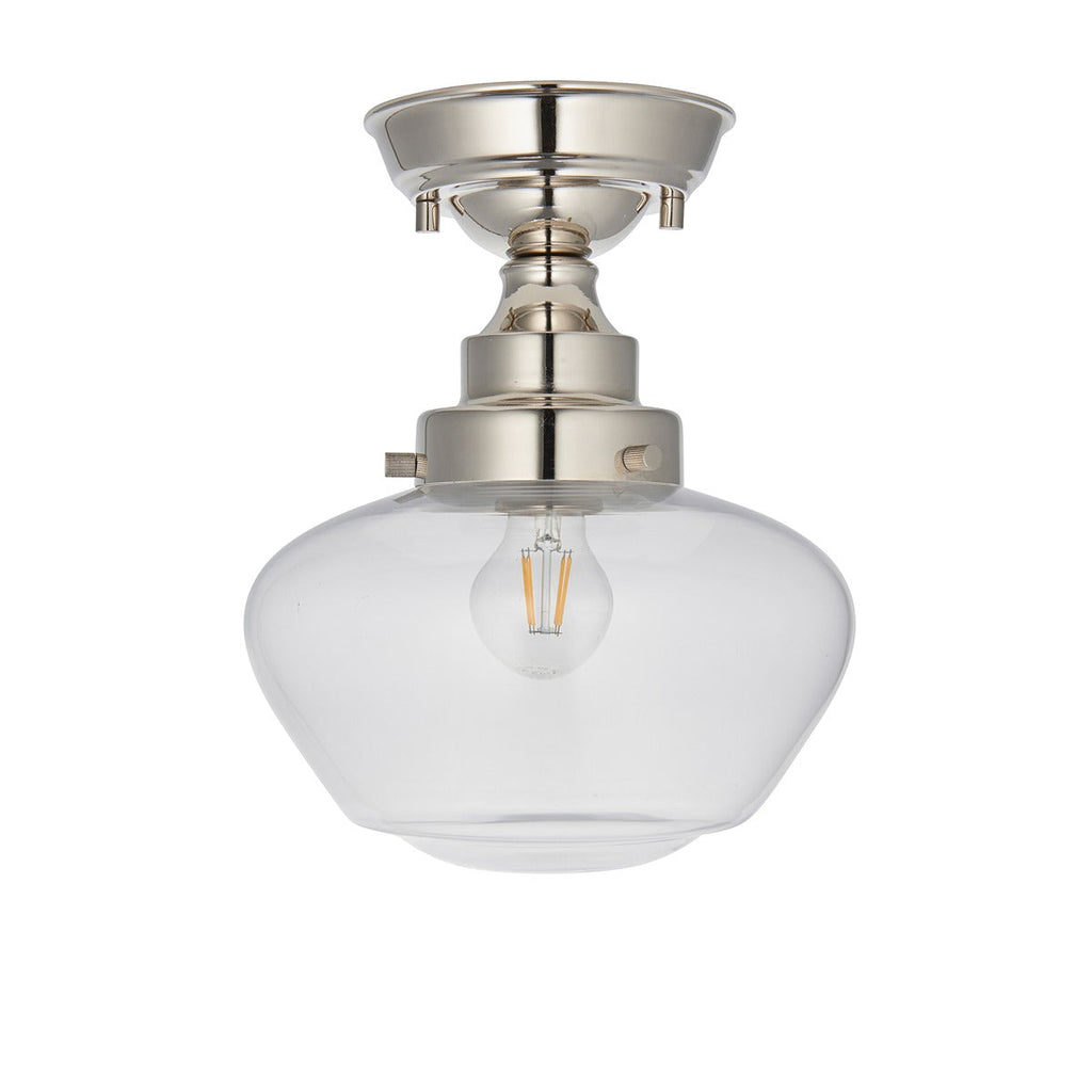 Chelsey 1 Light Ceiling Light - Bright Nickel & Clear Glass