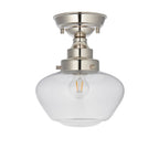 Chelsey 1 Light Ceiling Light - Bright Nickel & Clear Glass