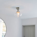 Chelsey 1 Light Ceiling Light - Bright Nickel & Clear Glass