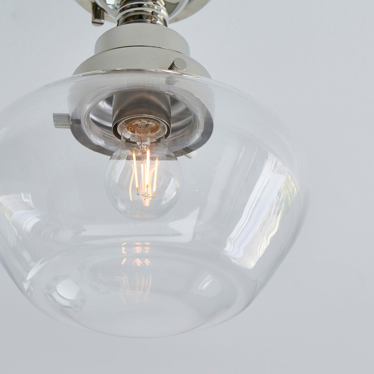 Chelsey 1 Light Ceiling Light - Bright Nickel & Clear Glass