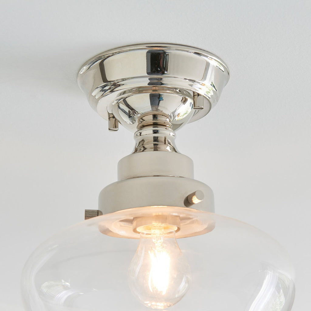 Chelsey 1 Light Ceiling Light - Bright Nickel & Clear Glass