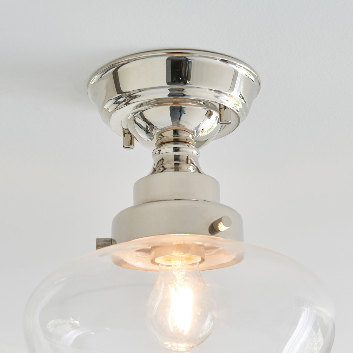 Chelsey 1 Light Ceiling Light - Bright Nickel & Clear Glass