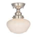 Chelsey 1 Light Ceiling Light - Bright Nickel & Opal Glass
