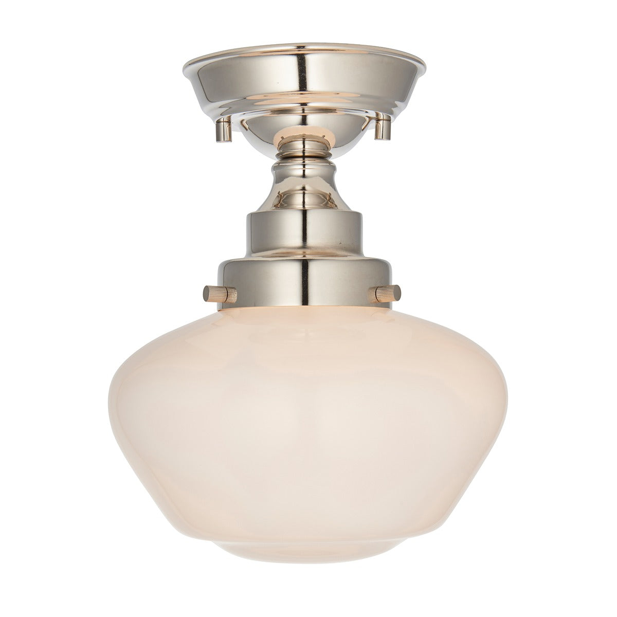 Chelsey 1 Light Ceiling Light - Bright Nickel & Opal Glass