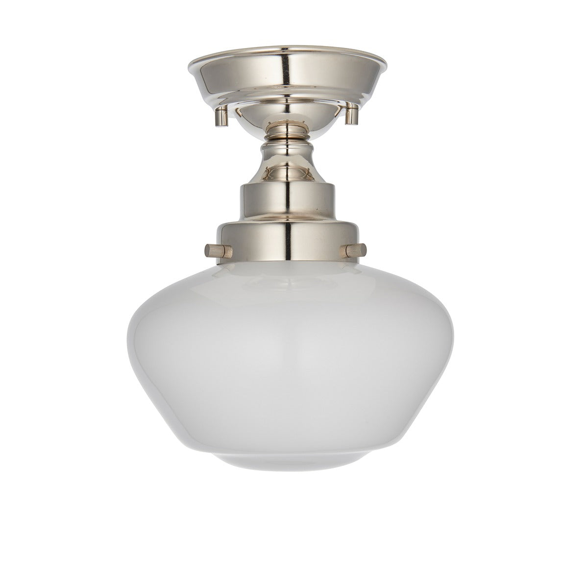 Chelsey 1 Light Ceiling Light - Bright Nickel & Opal Glass