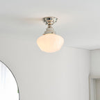 Chelsey 1 Light Ceiling Light - Bright Nickel & Opal Glass
