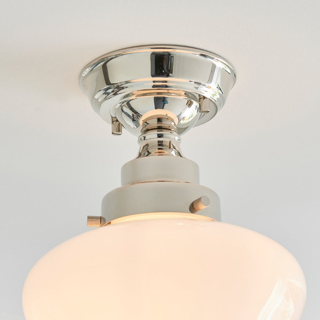 Chelsey 1 Light Ceiling Light - Bright Nickel & Opal Glass
